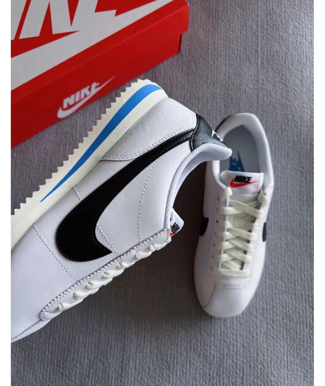 NIKE Белые кожаные низкие кроссовки / кеды, фото 5