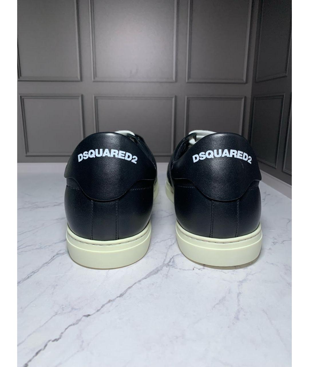 DSQUARED2 Черные кожаные низкие кроссовки / кеды, фото 7