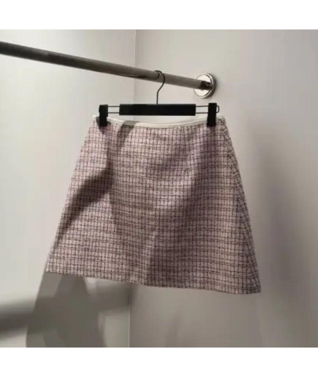 MIU MIU Розовая твидовая юбка мини, фото 2