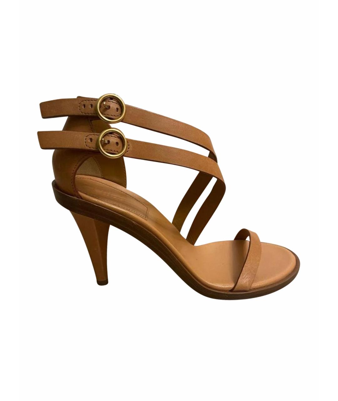 CHLOE Коричневые кожаные босоножки, фото 1