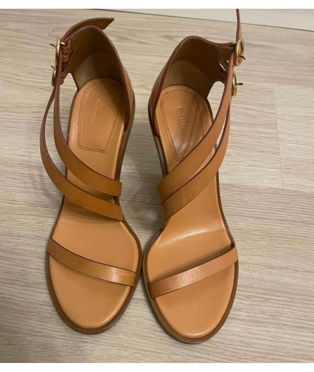 CHLOE Коричневые кожаные босоножки, фото 2