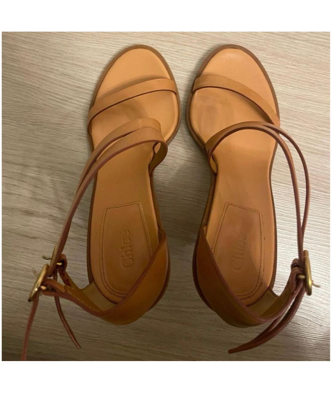 CHLOE Коричневые кожаные босоножки, фото 3