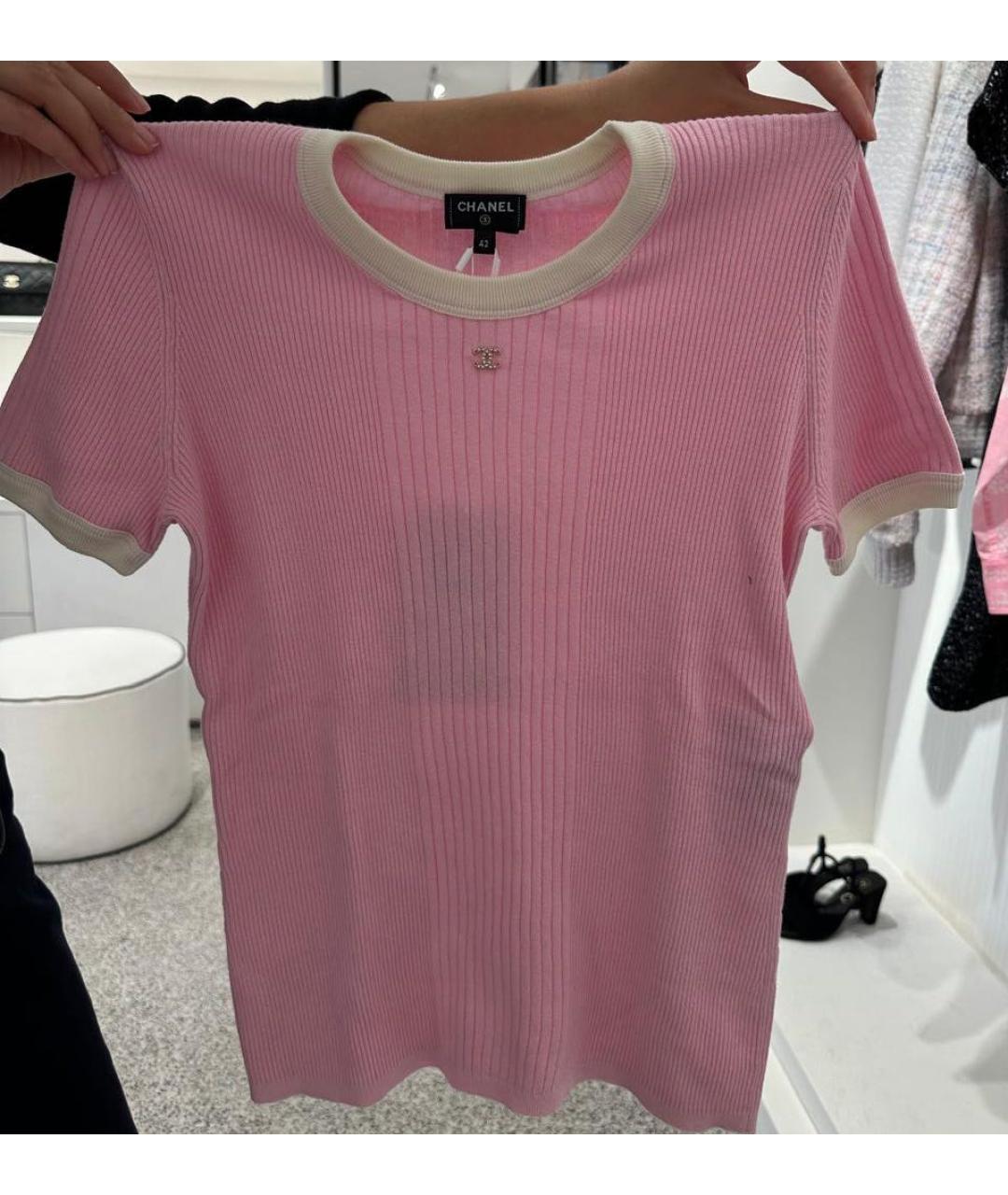 CHANEL Розовая хлопковая футболка, фото 2