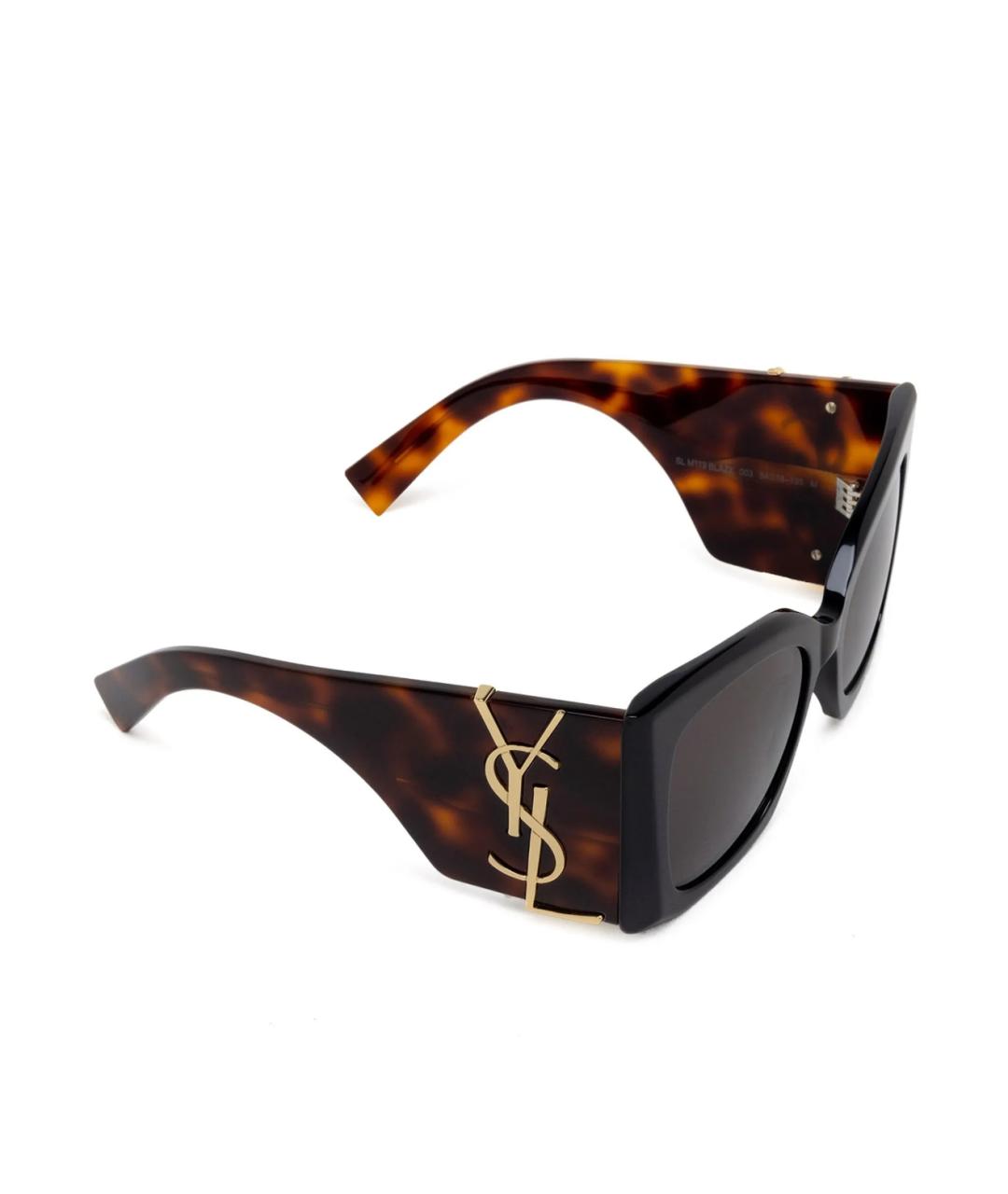 SAINT LAURENT Коричневые пластиковые солнцезащитные очки, фото 2