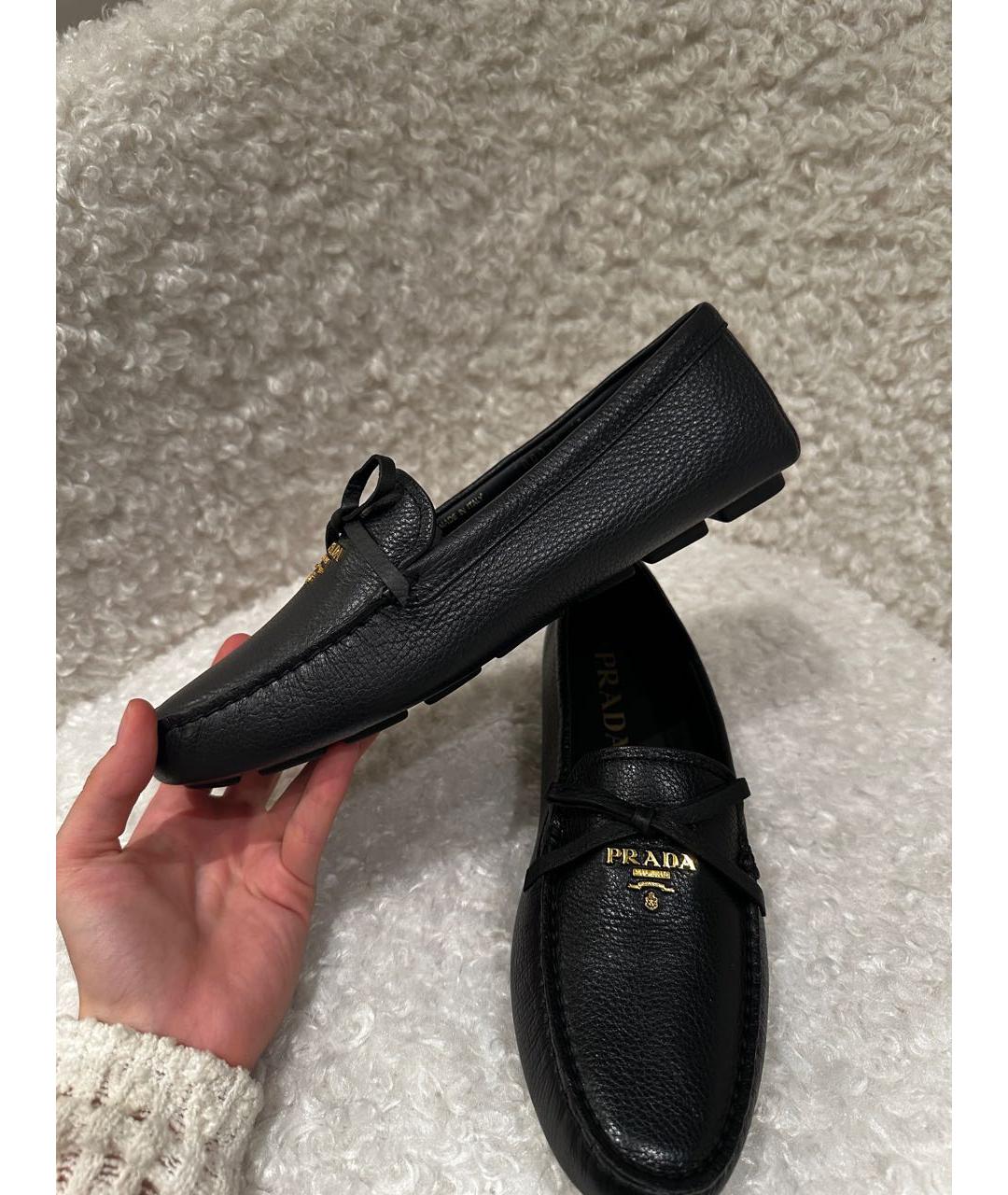 PRADA Черные кожаные мокасины, фото 5