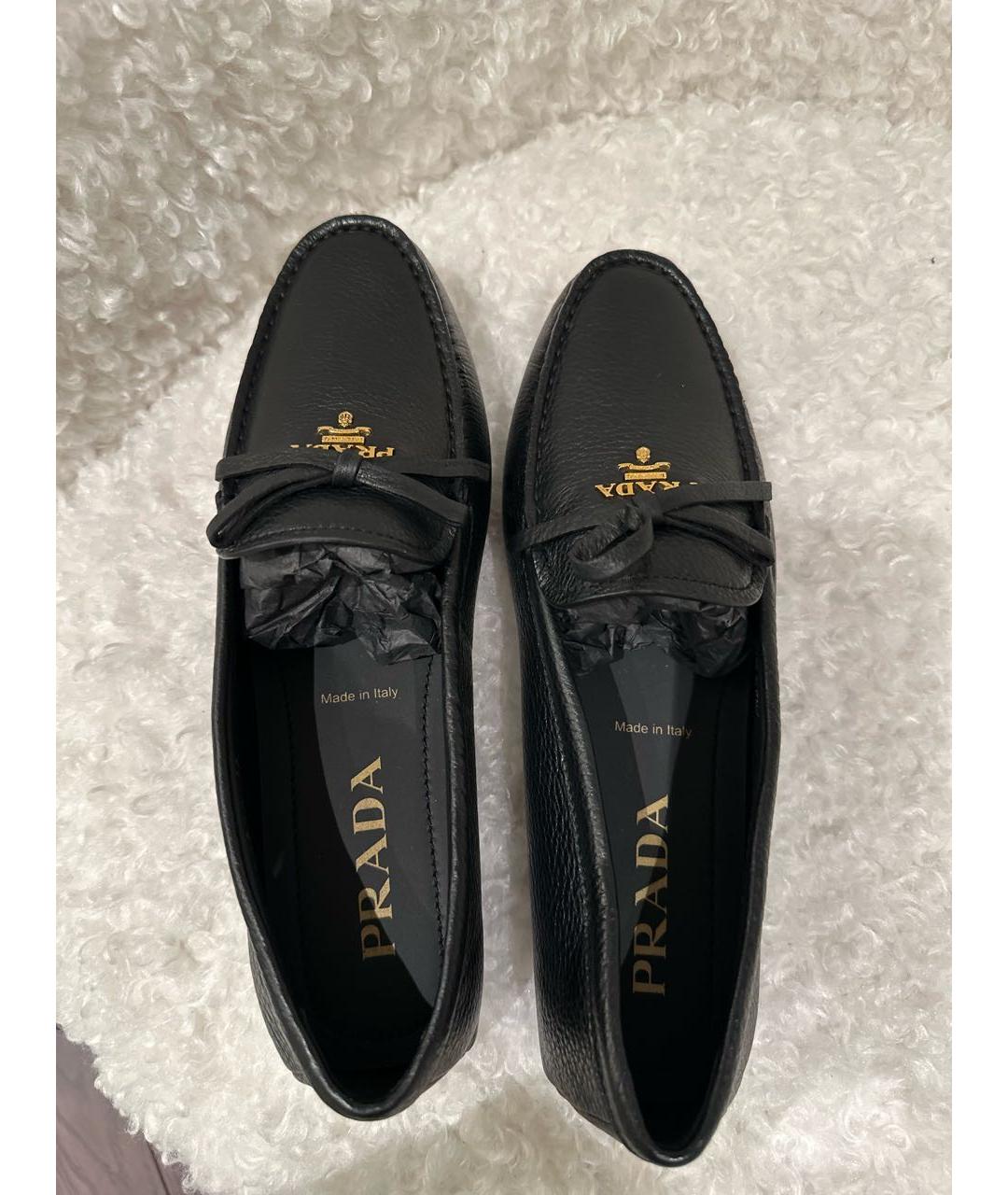PRADA Черные кожаные мокасины, фото 3