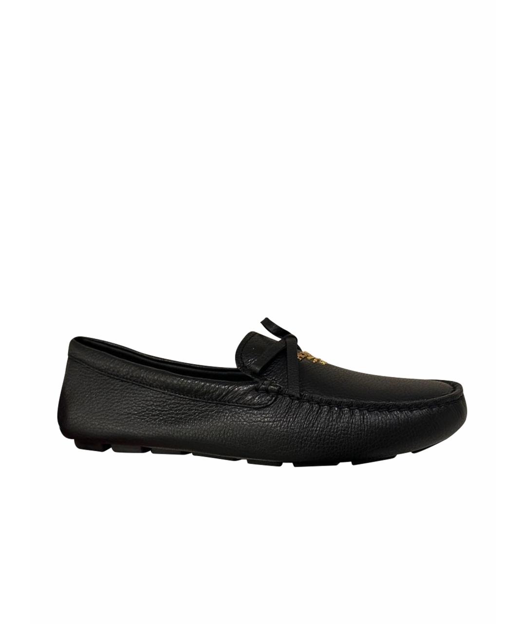 PRADA Черные кожаные мокасины, фото 1