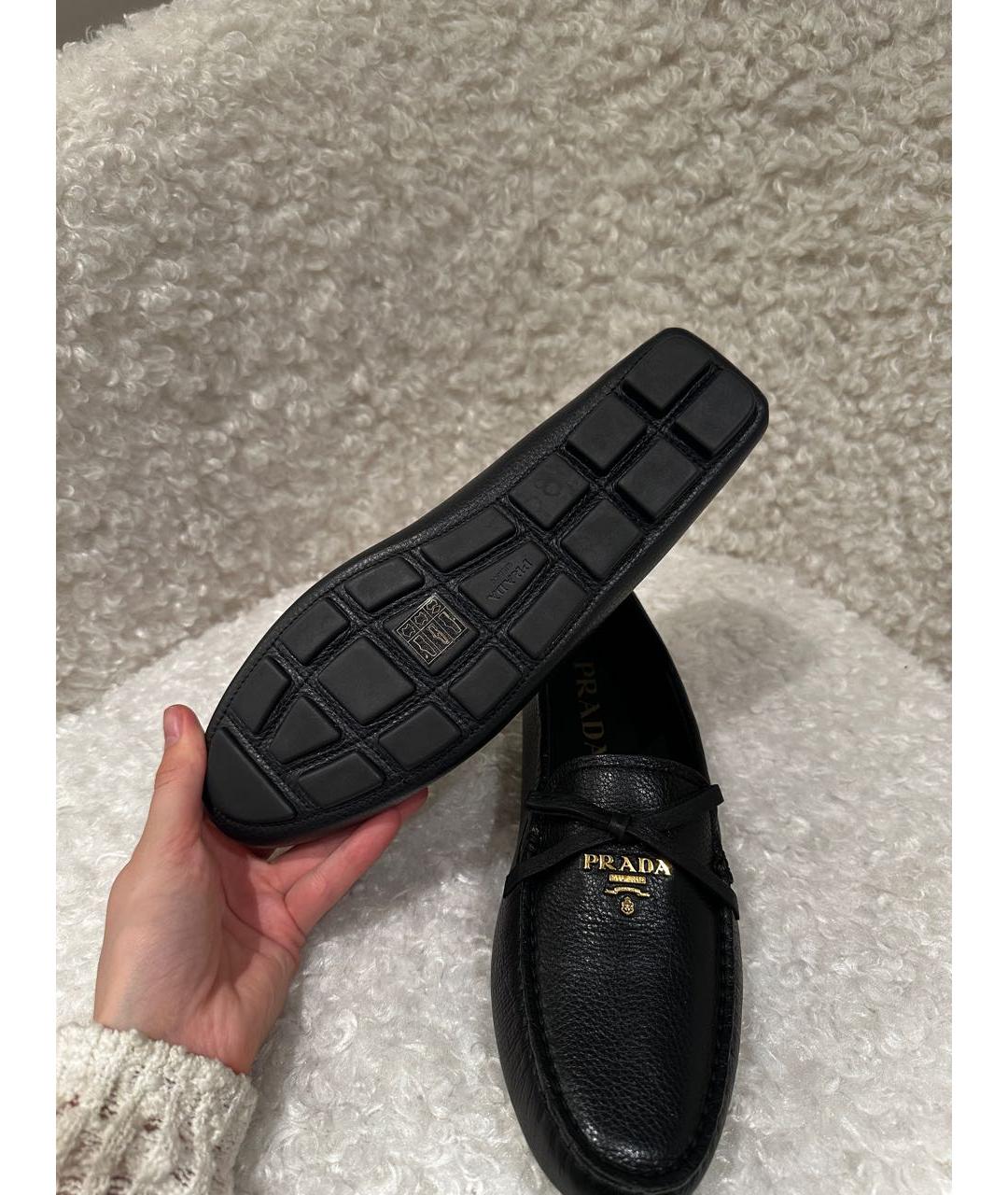 PRADA Черные кожаные мокасины, фото 6