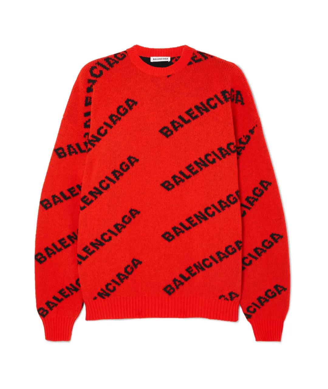BALENCIAGA Красный шерстяной джемпер / свитер, фото 1