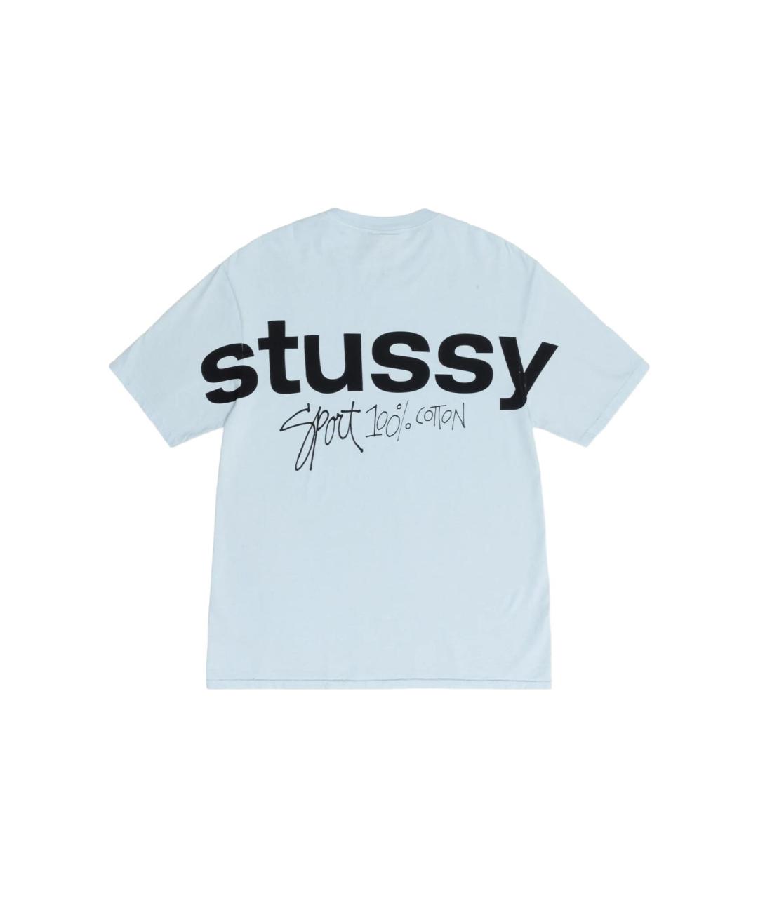 STUSSY Голубая хлопковая футболка, фото 2