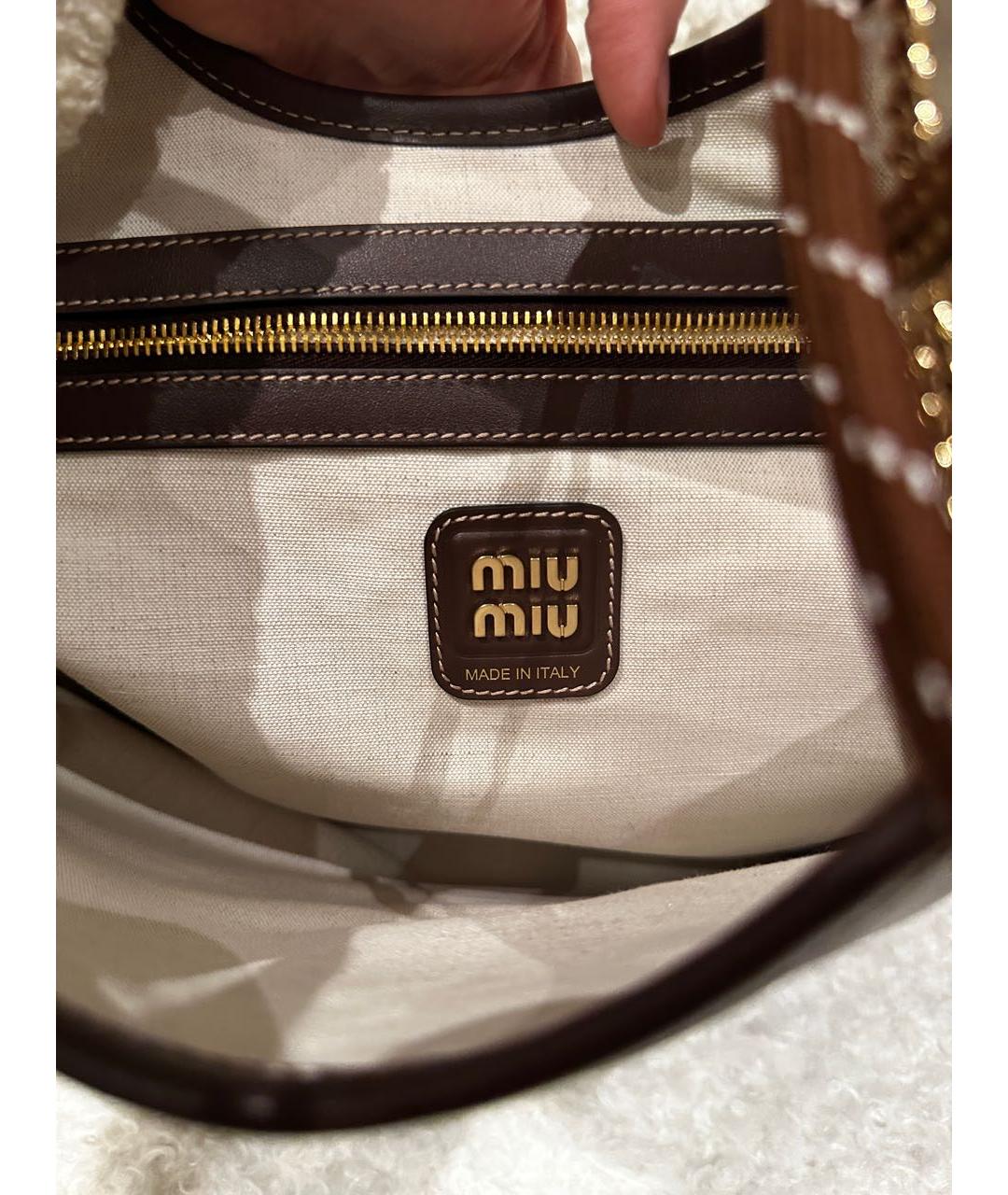 MIU MIU Коричневая кожаная сумка тоут, фото 4