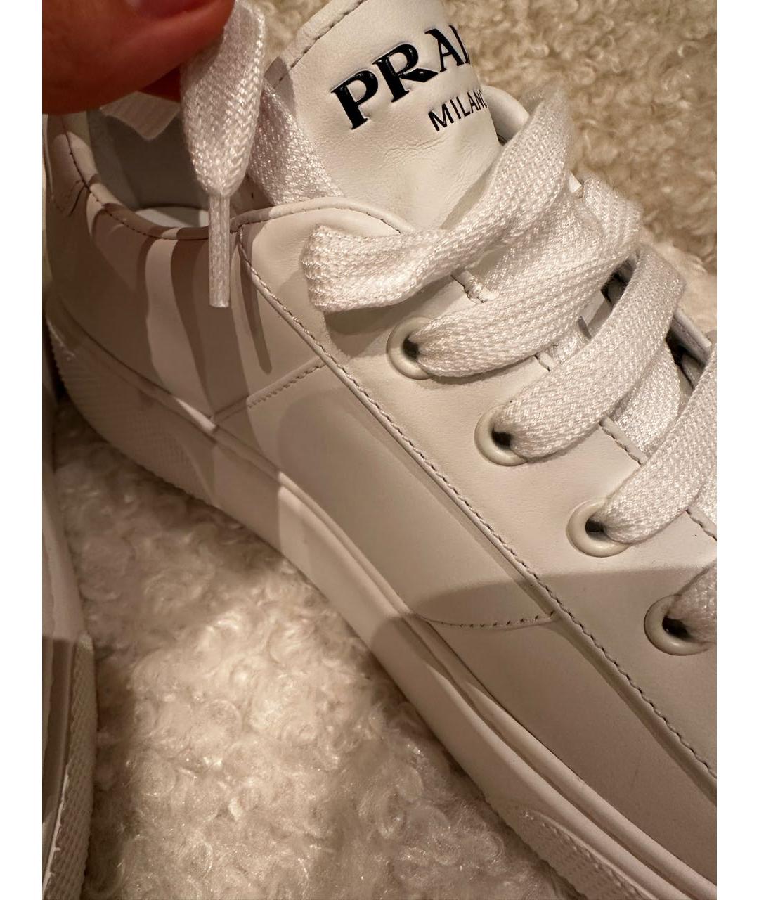 PRADA Белые кожаные кеды, фото 5