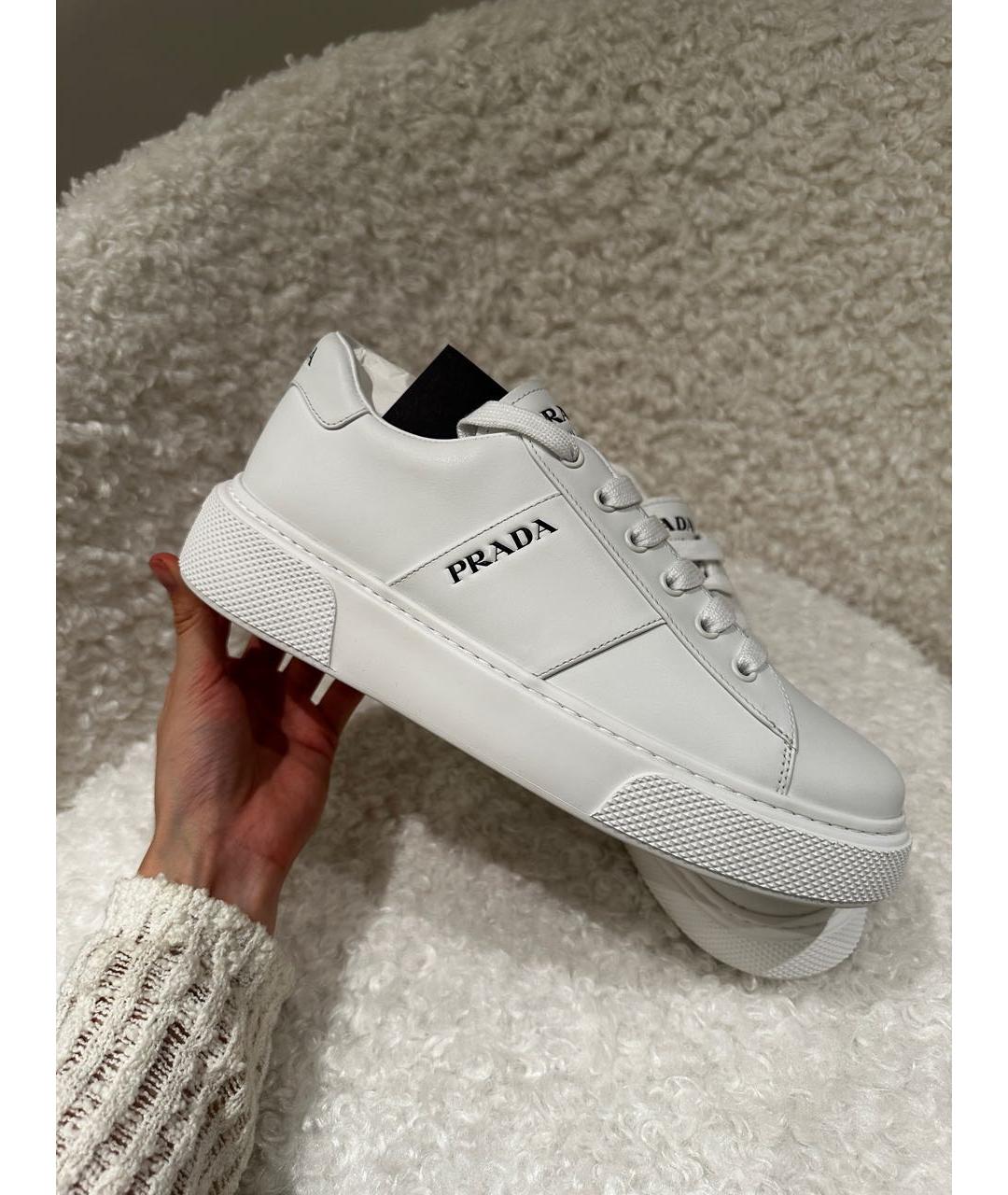 PRADA Белые кожаные кеды, фото 9