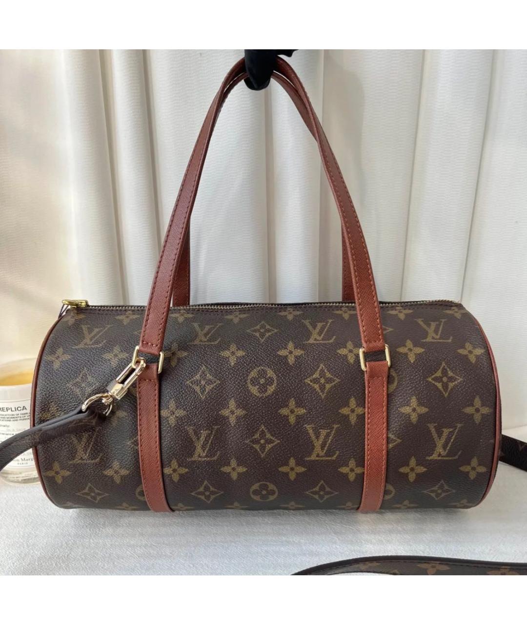 LOUIS VUITTON Коричневая кожаная сумка с короткими ручками, фото 2