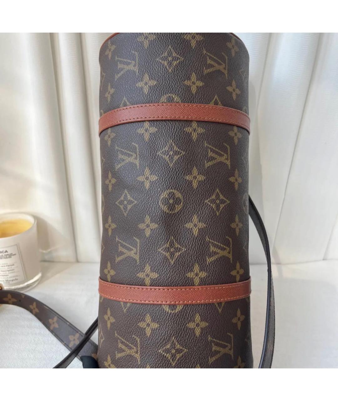 LOUIS VUITTON Коричневая кожаная сумка с короткими ручками, фото 4