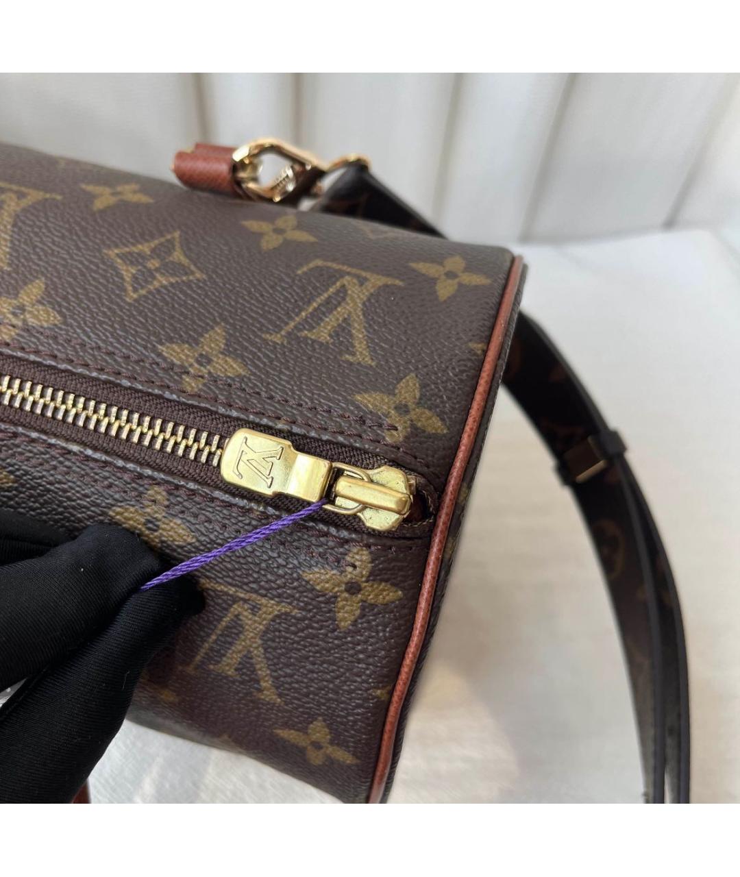 LOUIS VUITTON Коричневая кожаная сумка с короткими ручками, фото 7