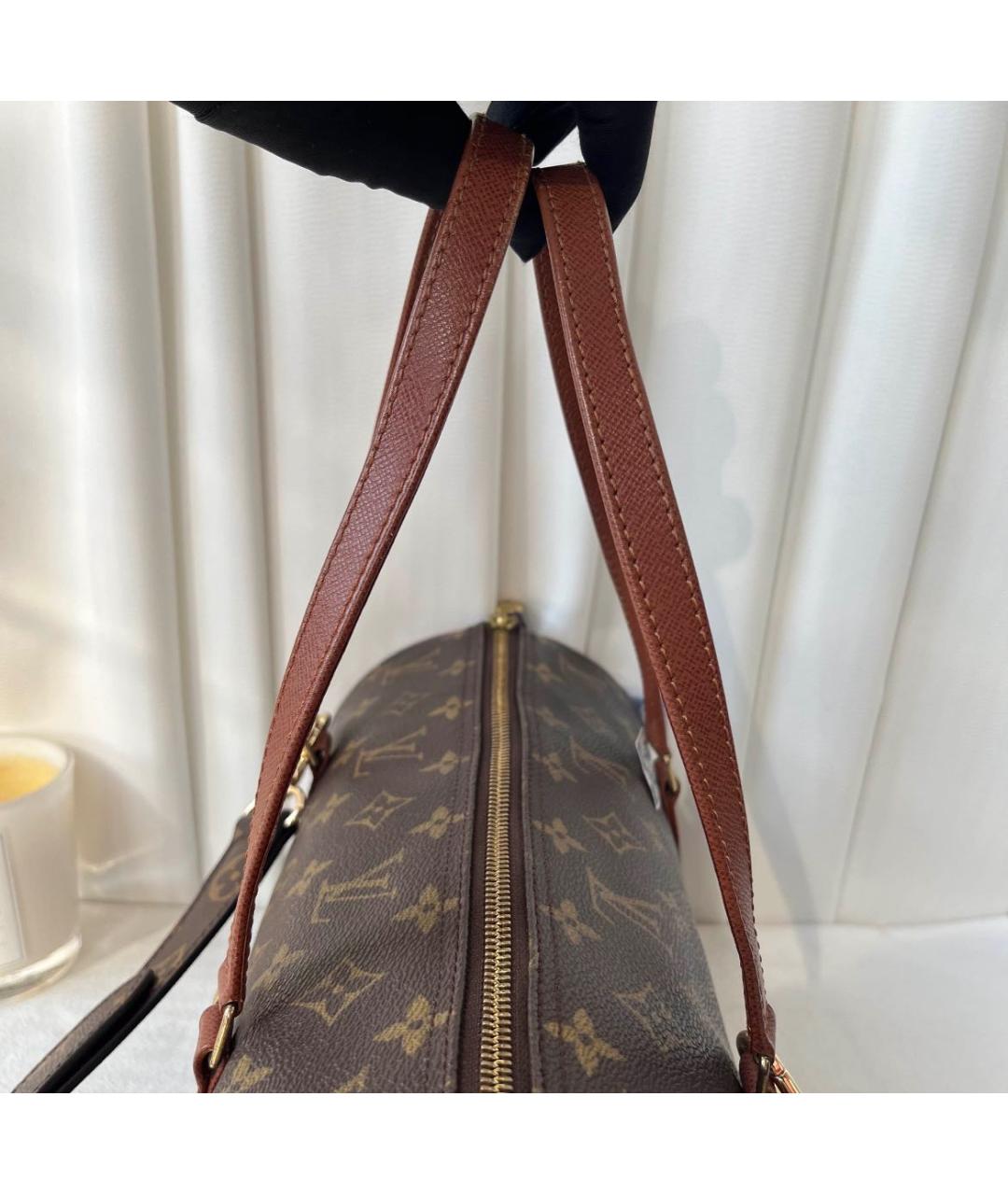 LOUIS VUITTON Коричневая кожаная сумка с короткими ручками, фото 5