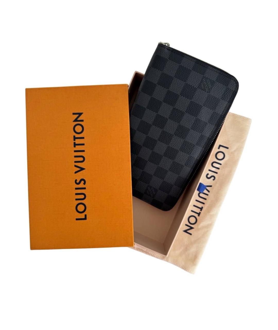 LOUIS VUITTON Черный кожаный кошелек, фото 6