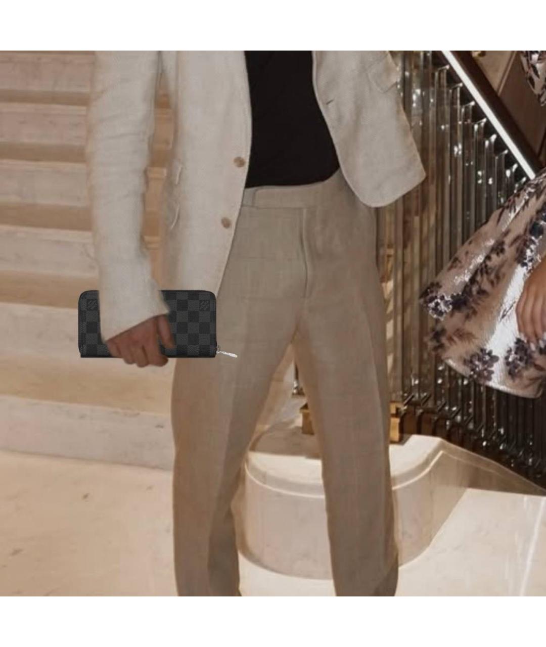 LOUIS VUITTON Черный кожаный кошелек, фото 5