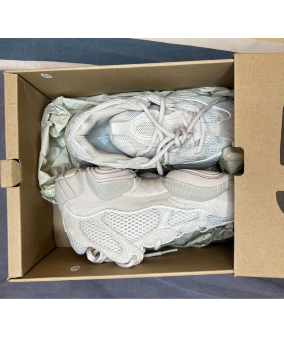 ADIDAS YEEZY Бежевые нубуковые низкие кроссовки / кеды, фото 5