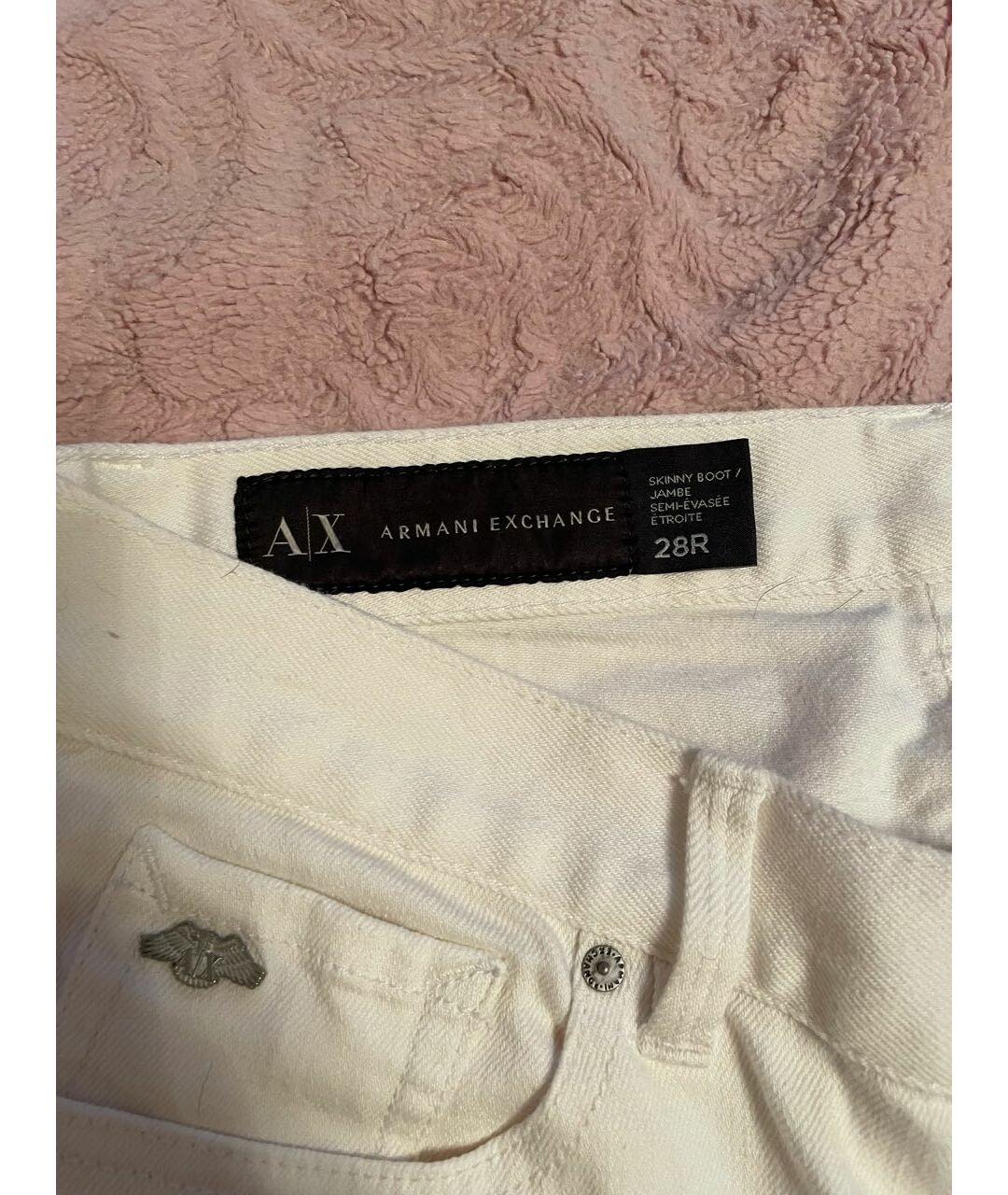 ARMANI EXCHANGE Белые хлопковые джинсы клеш, фото 3