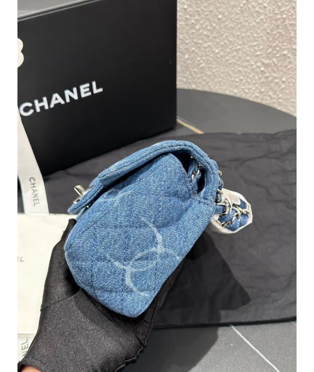 CHANEL Голубая деним сумка через плечо, фото 6