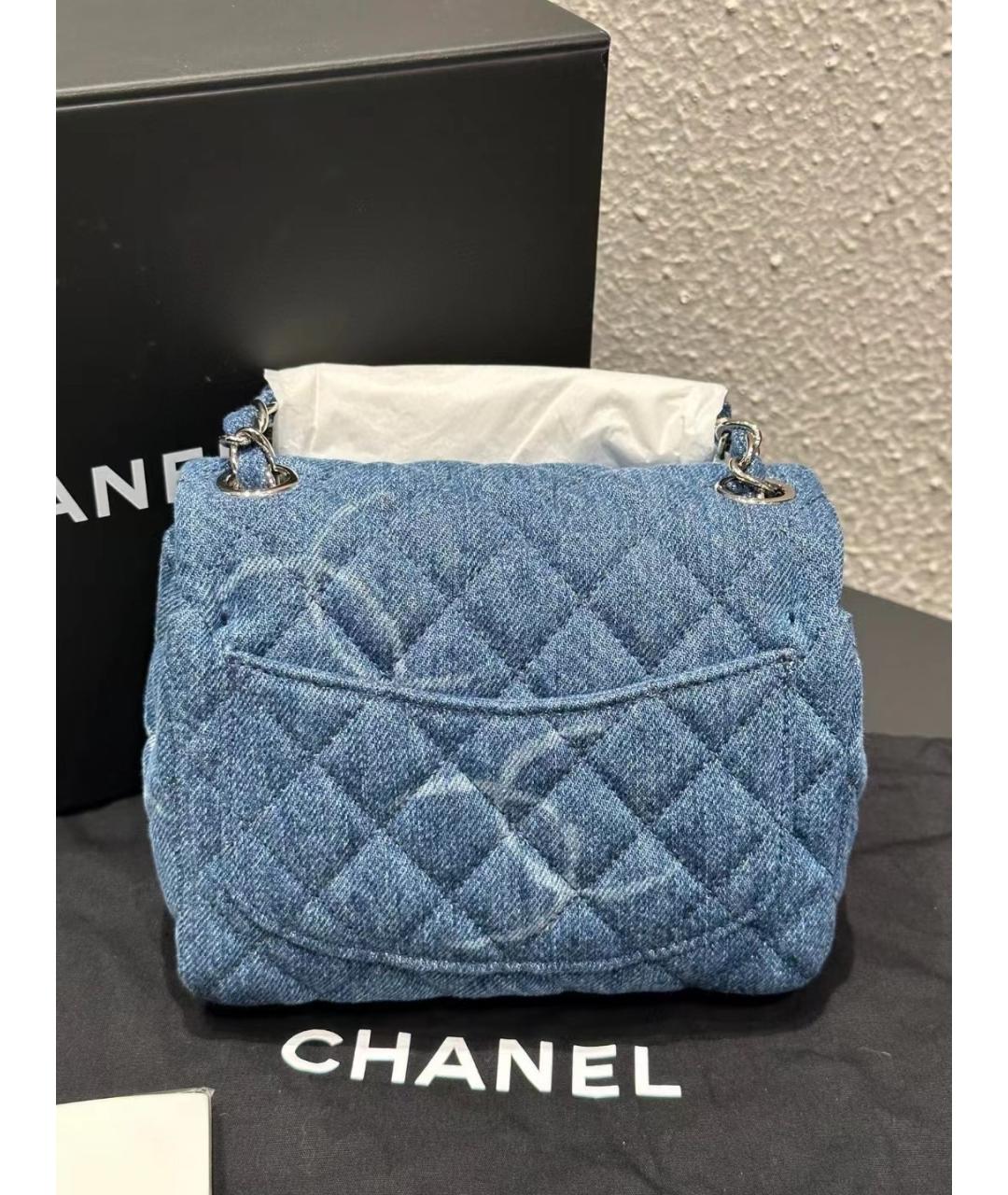 CHANEL Голубая деним сумка через плечо, фото 3