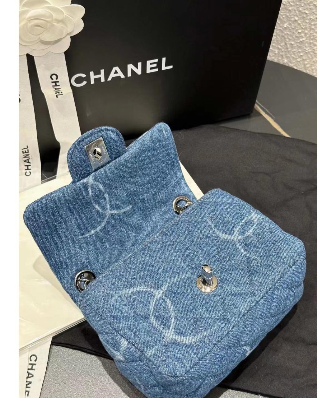 CHANEL Голубая деним сумка через плечо, фото 4