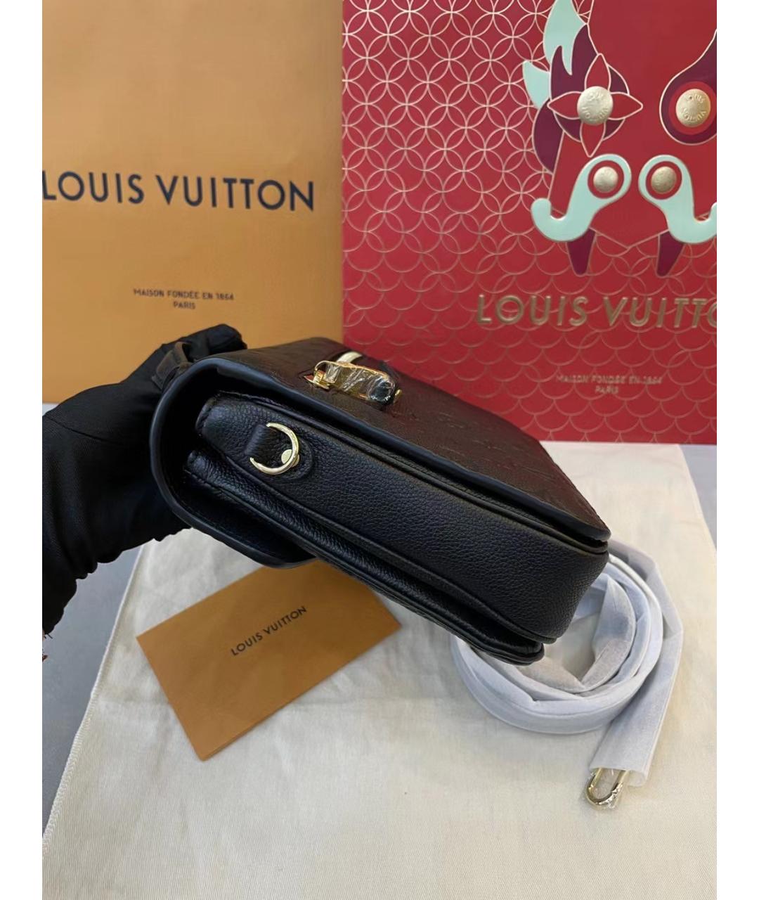 LOUIS VUITTON Черная кожаная сумка с короткими ручками, фото 4
