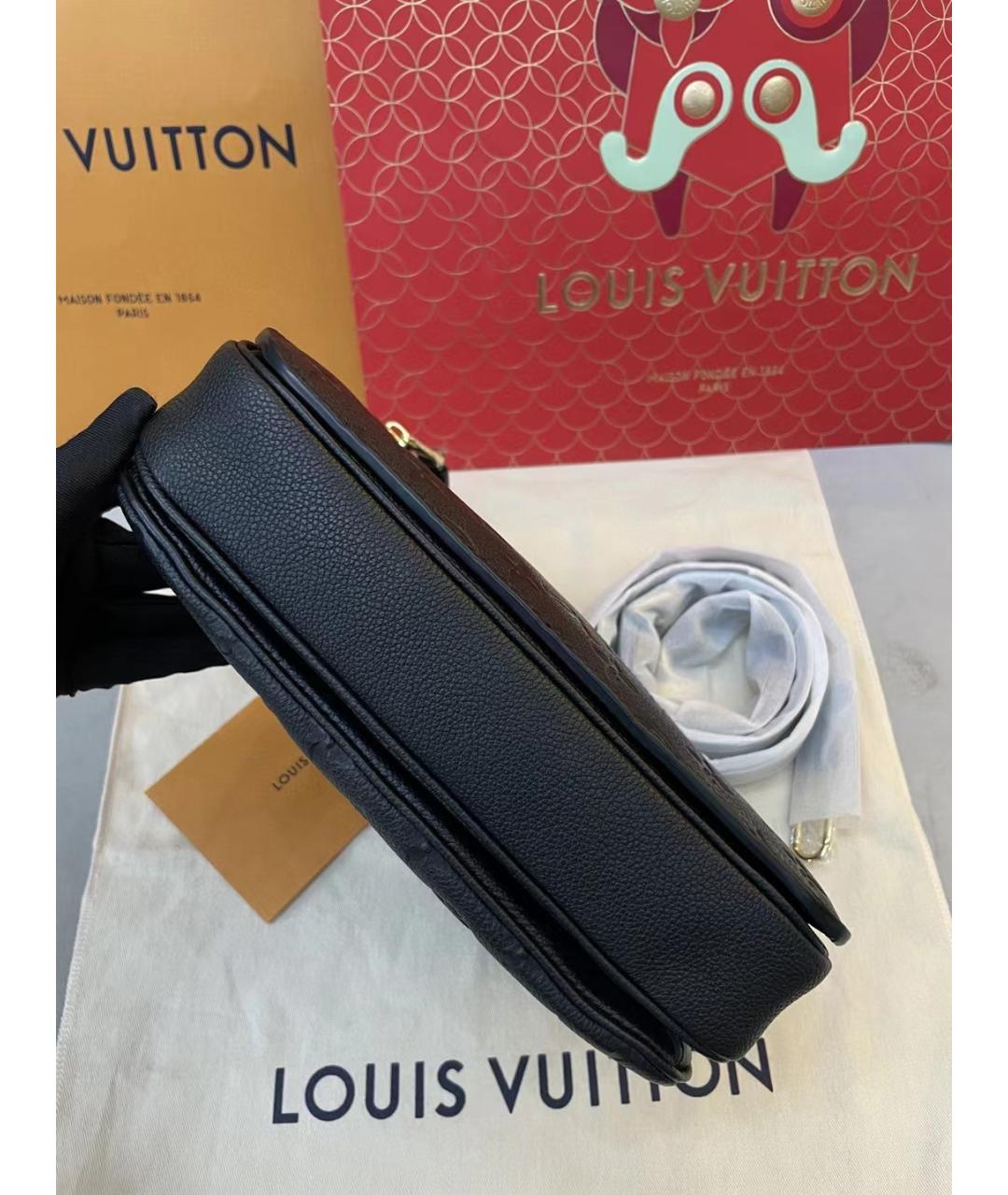 LOUIS VUITTON Черная кожаная сумка с короткими ручками, фото 5