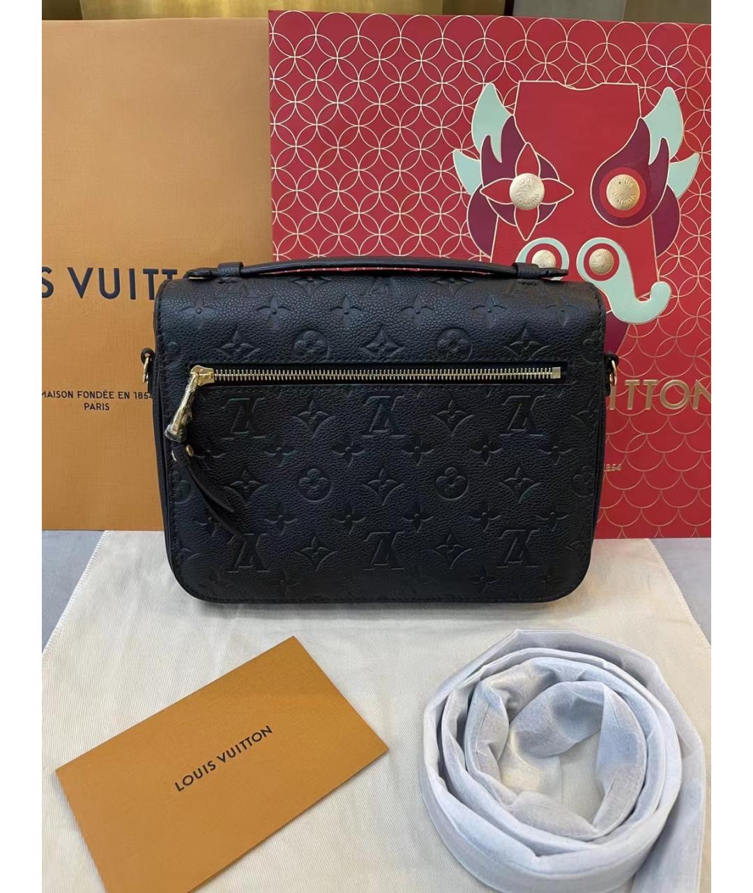 LOUIS VUITTON Черная кожаная сумка с короткими ручками, фото 3