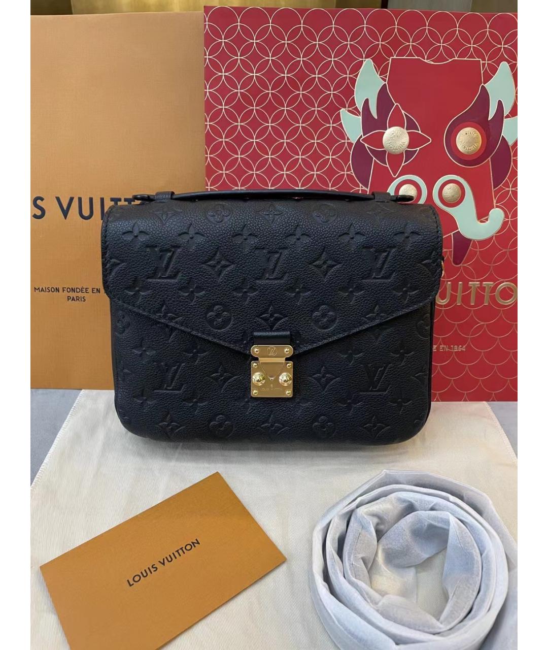 LOUIS VUITTON Черная кожаная сумка с короткими ручками, фото 2