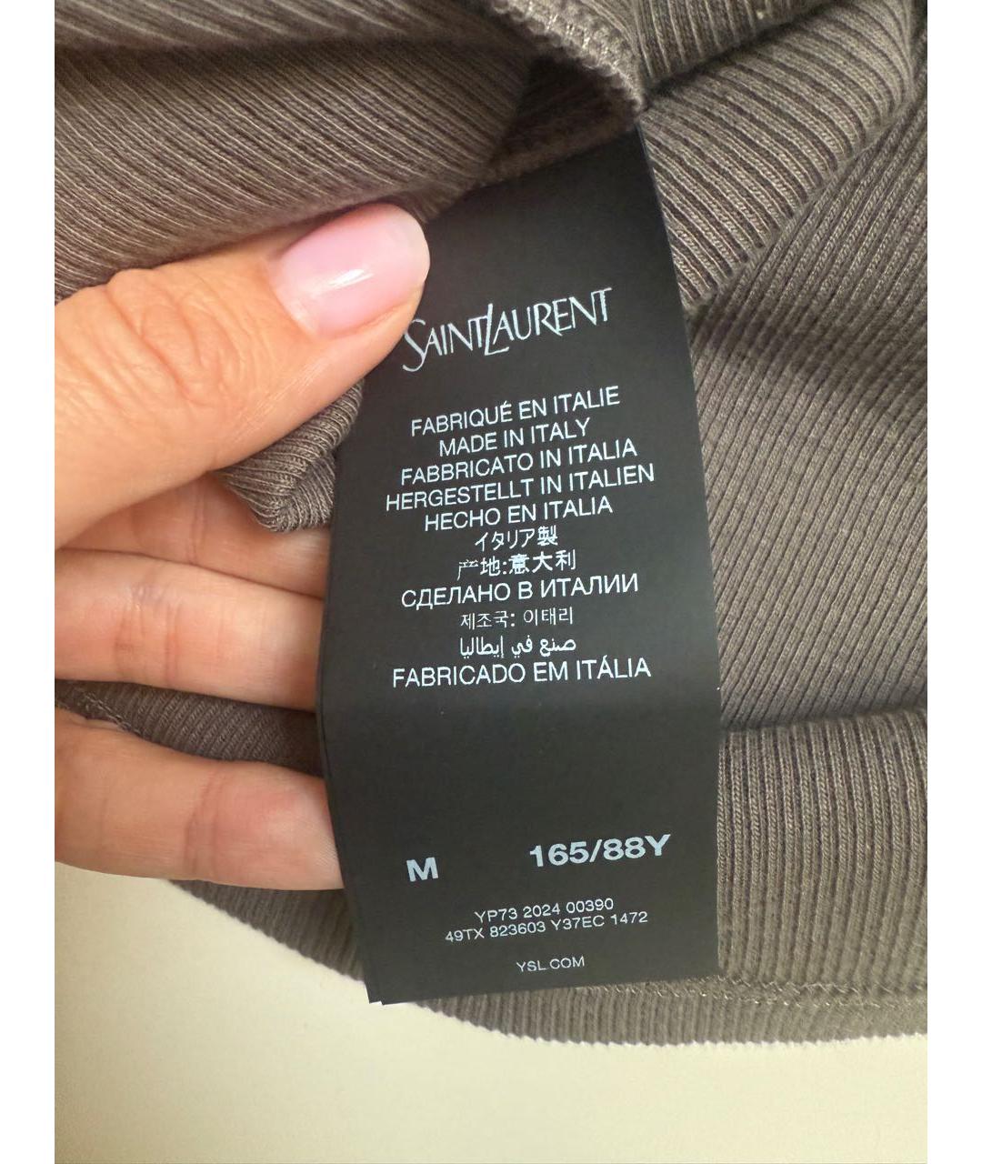 SAINT LAURENT Антрацитовая хлопковая майка, фото 6