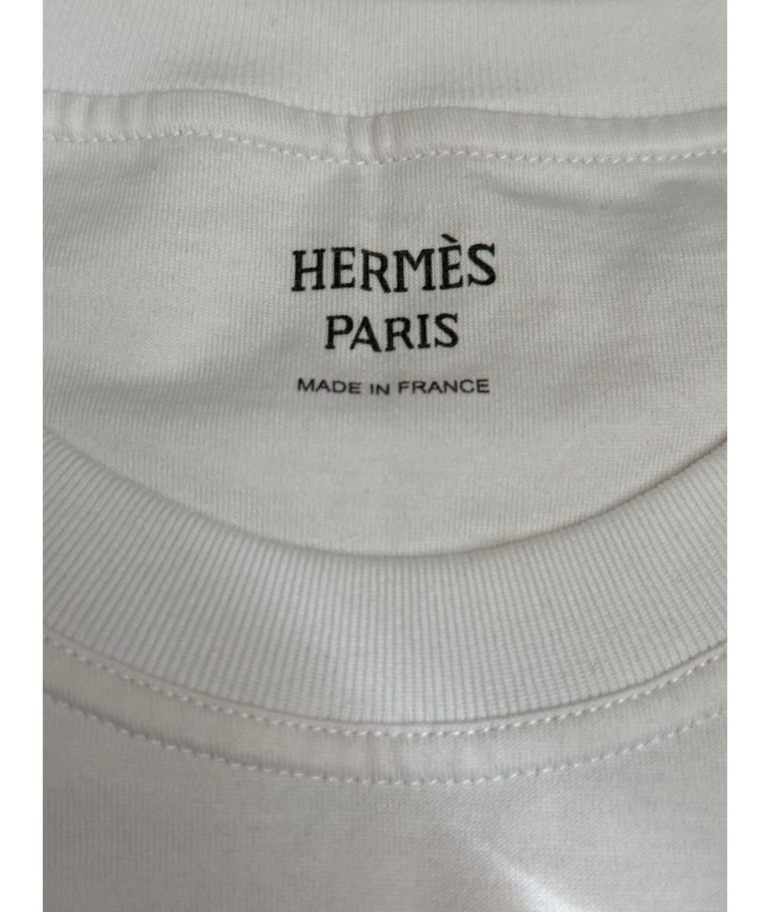 HERMES Белая хлопковая футболка, фото 4