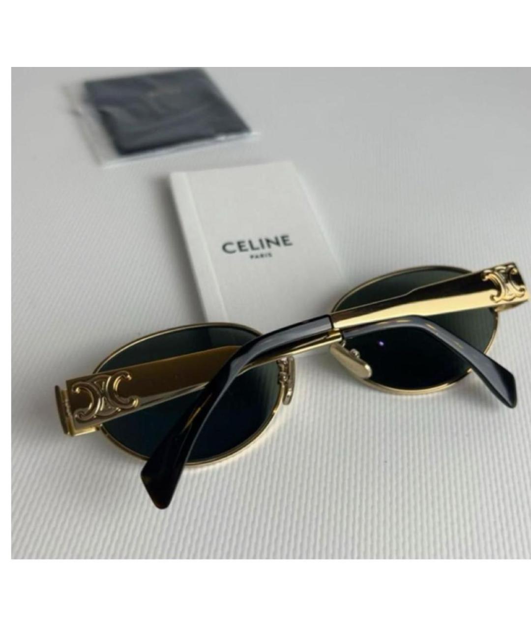 CELINE Золотые металлические солнцезащитные очки, фото 4