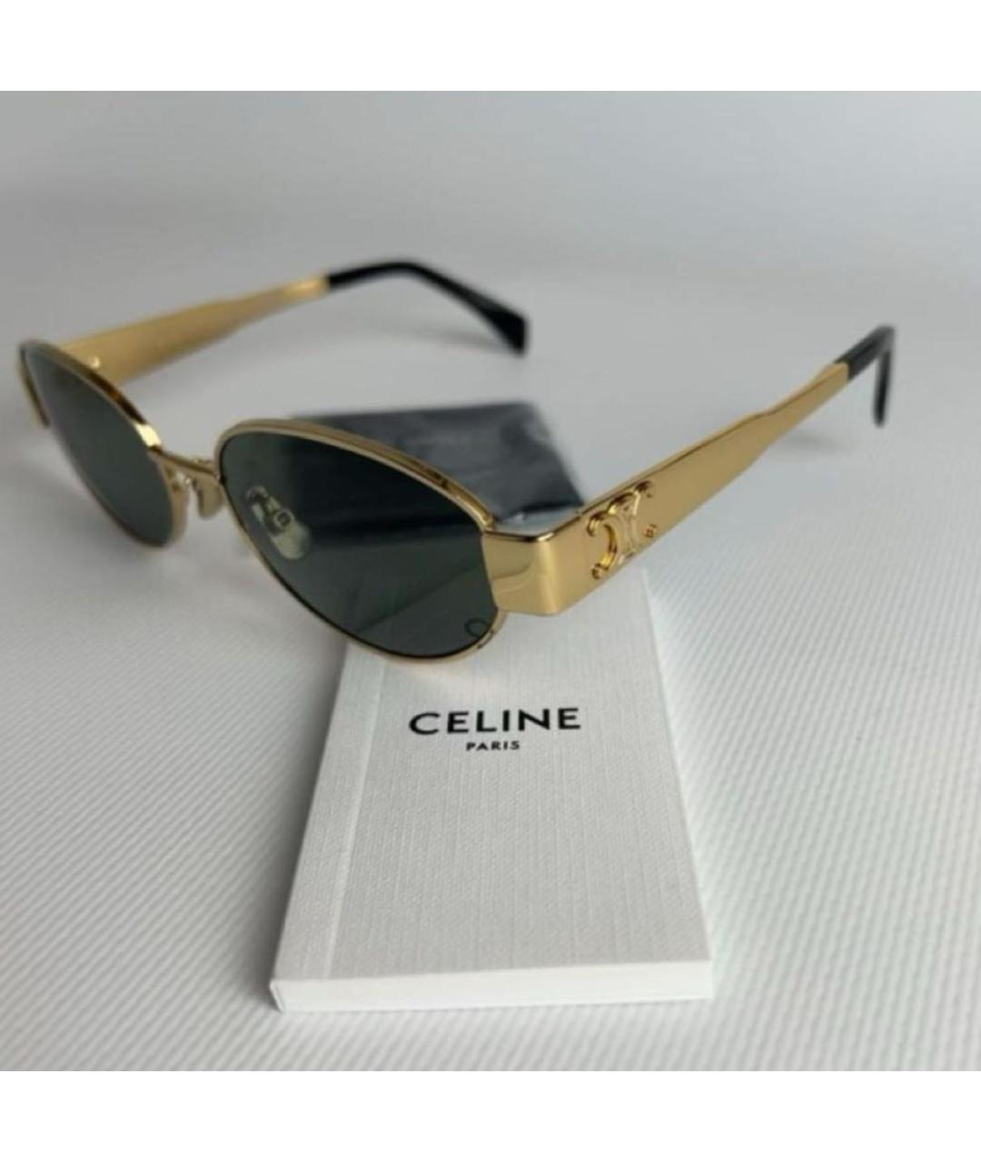 CELINE Золотые металлические солнцезащитные очки, фото 7