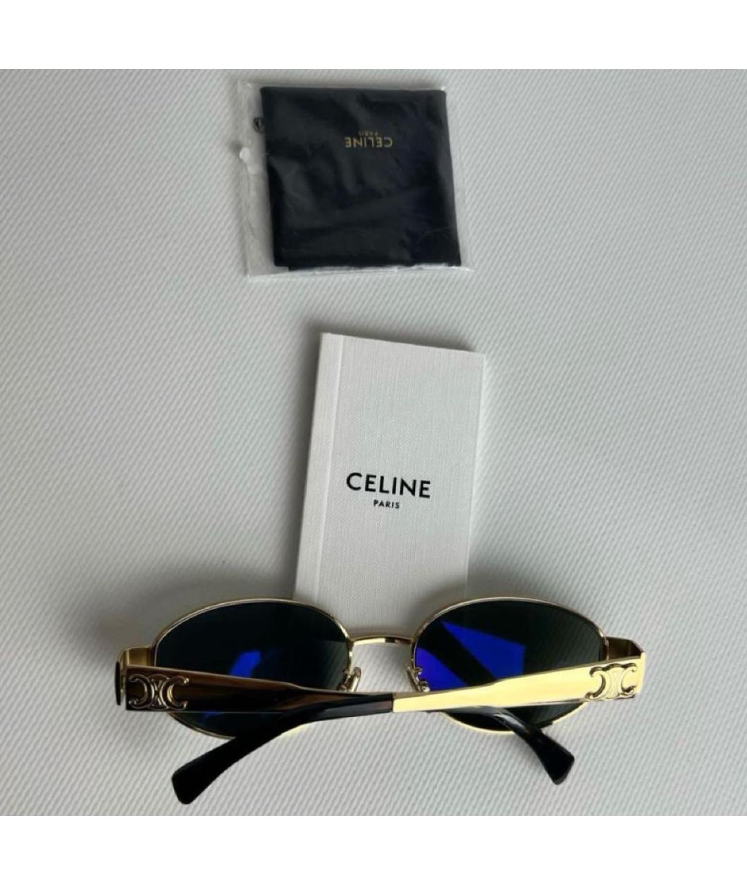 CELINE Золотые металлические солнцезащитные очки, фото 8