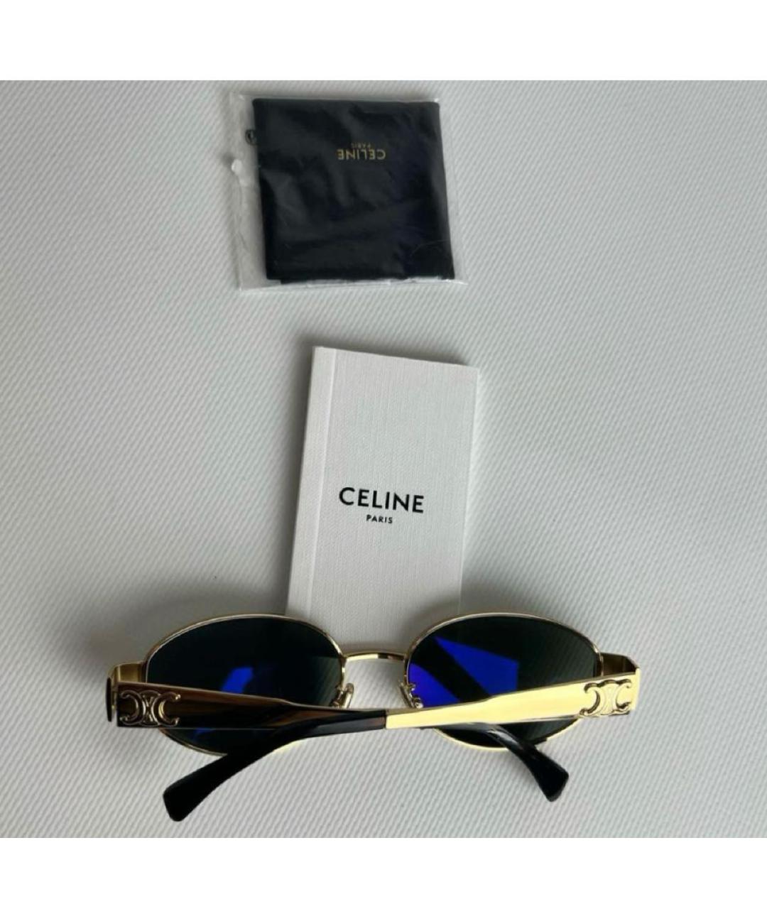 CELINE Золотые металлические солнцезащитные очки, фото 3