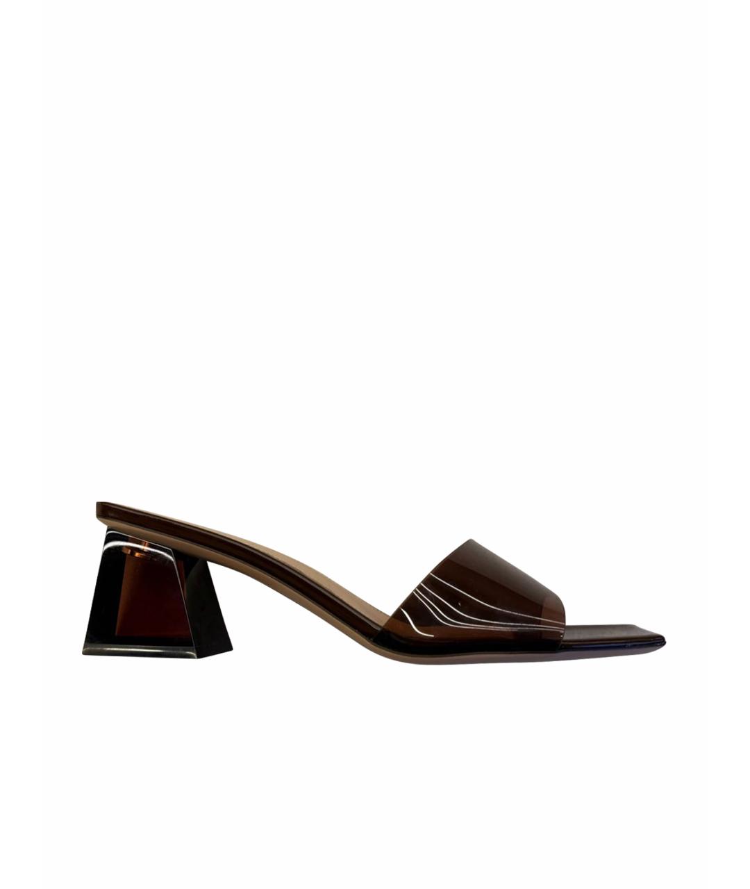 GIANVITO ROSSI Коричневые кожаные мюли, фото 1