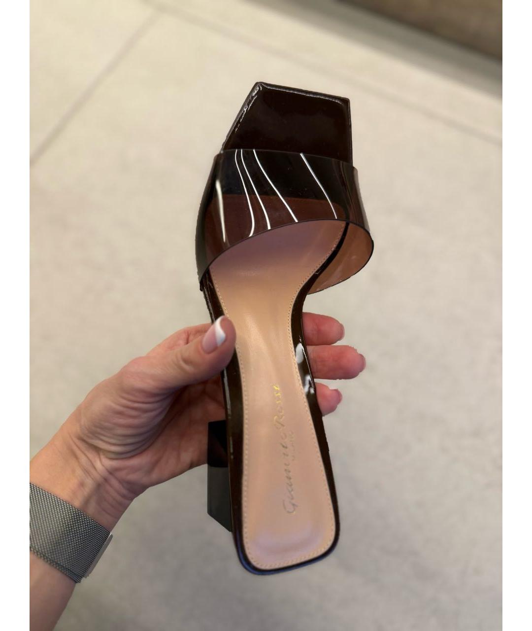 GIANVITO ROSSI Коричневые кожаные мюли, фото 6