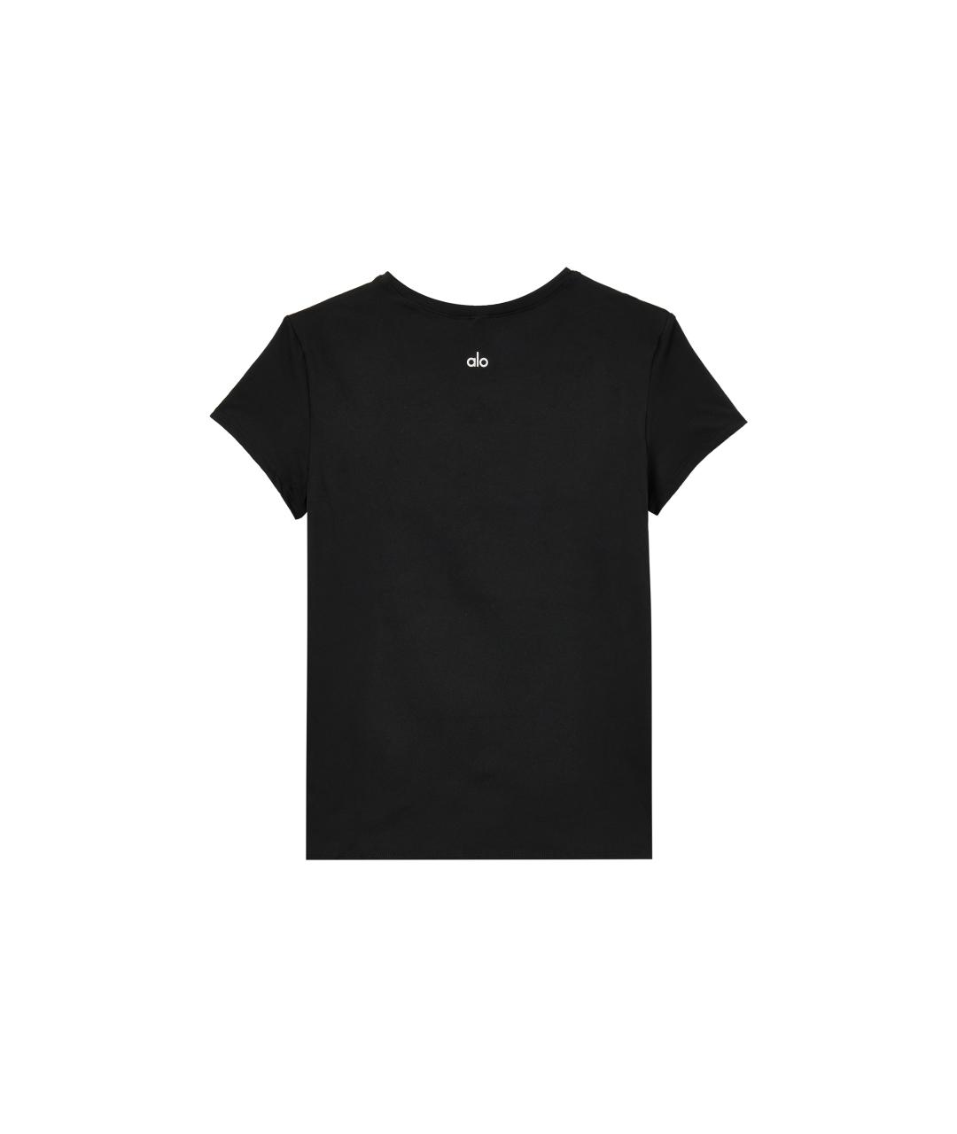 ALO YOGA Черная хлопковая футболка, фото 2