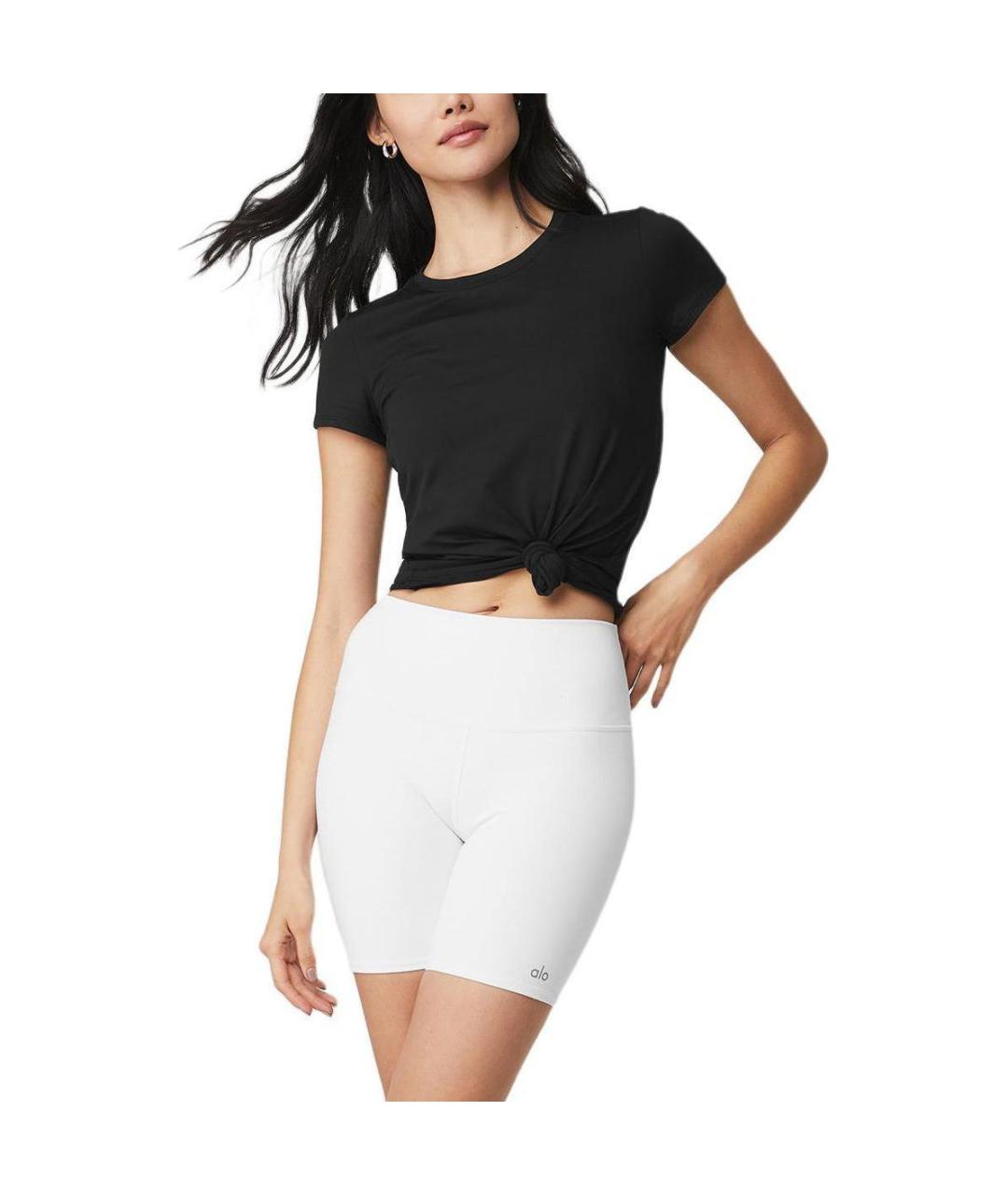 ALO YOGA Черная хлопковая футболка, фото 5