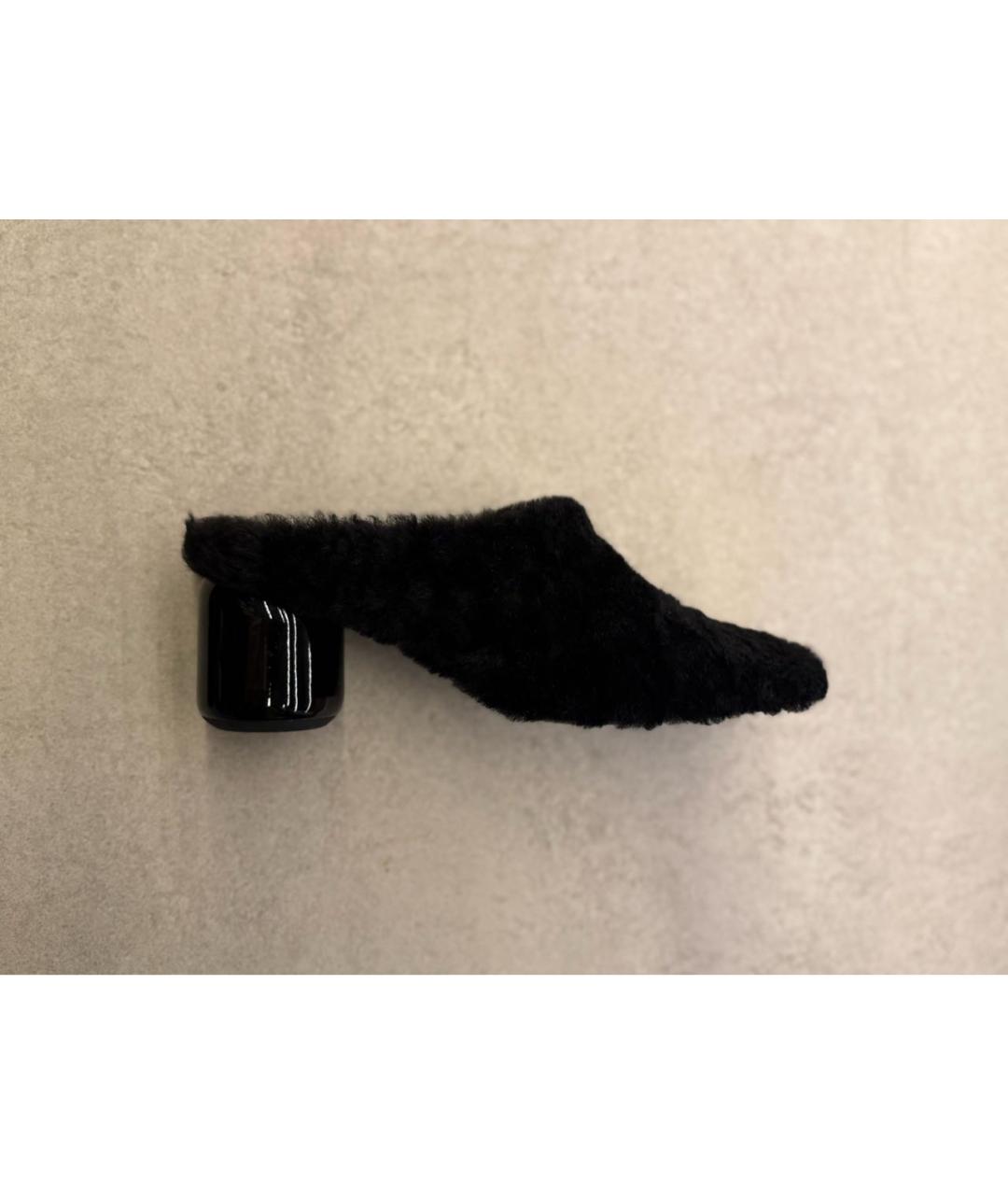 JIL SANDER Черные кожаные мюли, фото 4