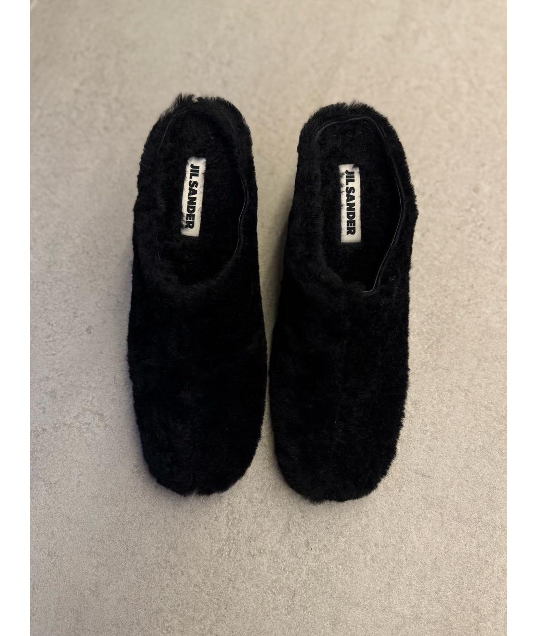 JIL SANDER Черные кожаные мюли, фото 2