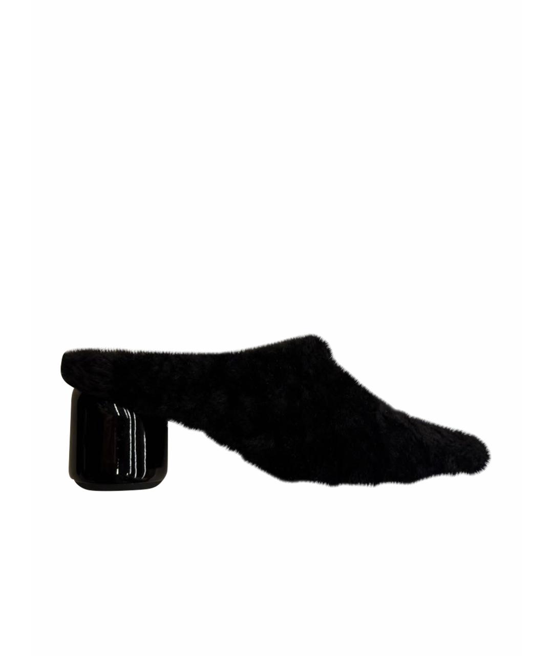 JIL SANDER Черные кожаные мюли, фото 1
