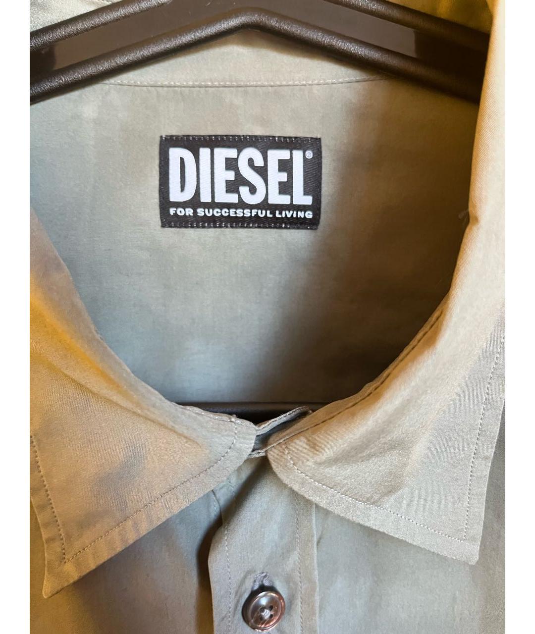 DIESEL Хаки хлопко-полиэстеровая кэжуал рубашка, фото 3