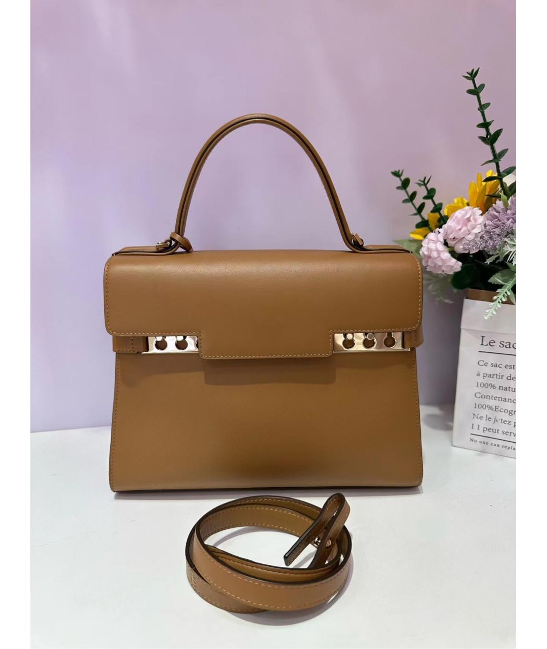 DELVAUX Коричневая кожаная сумка с короткими ручками, фото 2