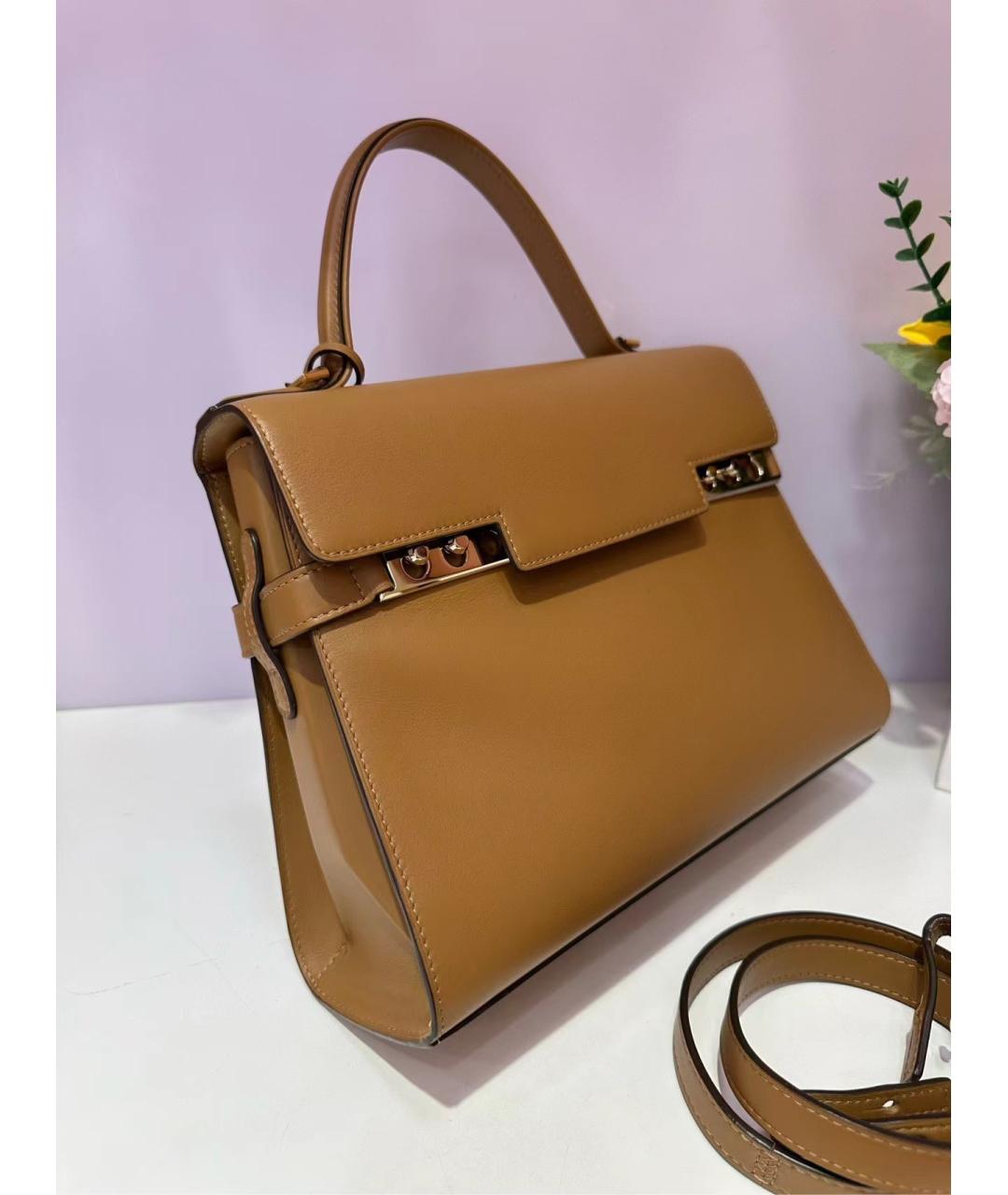 DELVAUX Коричневая кожаная сумка с короткими ручками, фото 4
