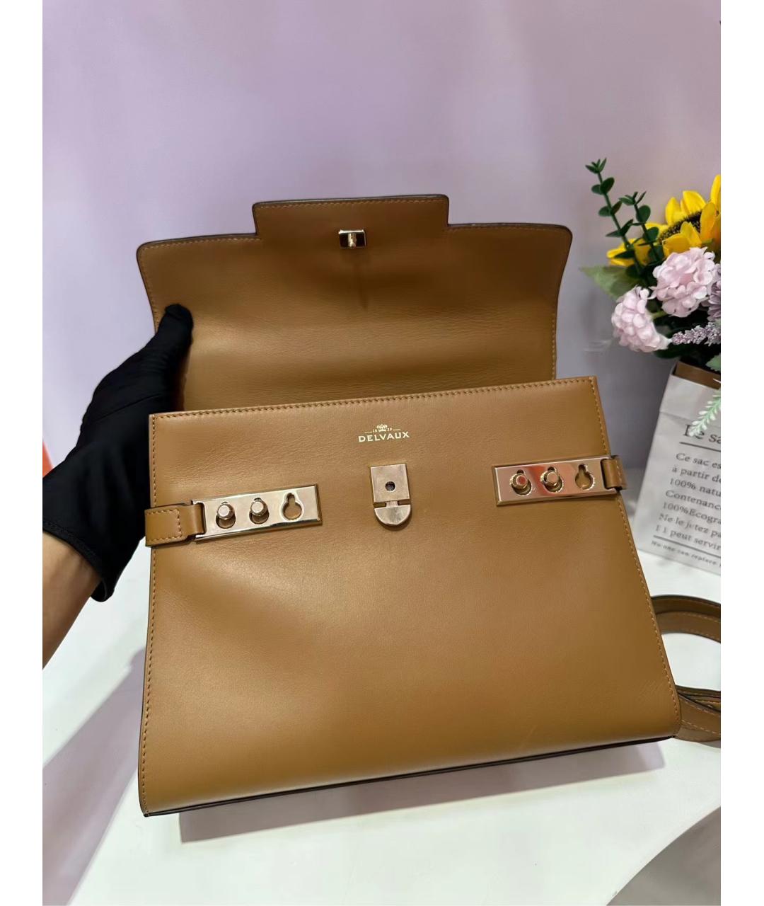 DELVAUX Коричневая кожаная сумка с короткими ручками, фото 3