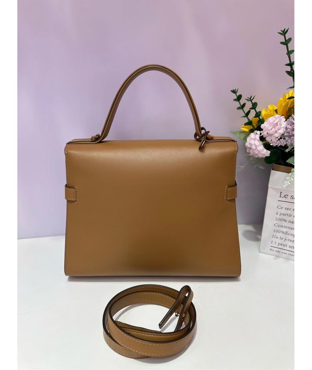 DELVAUX Коричневая кожаная сумка с короткими ручками, фото 5